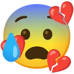 faccina sudata in ansia + cuore infranto