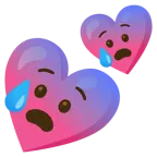 faccina sudata in ansia + due cuori