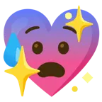 faccina sudata in ansia + cuore che luccica
