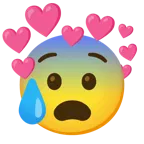faccina sudata in ansia + cuore con freccia