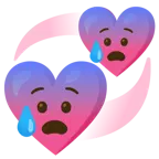 faccina sudata in ansia + cuori che girano