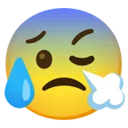 faccina sudata in ansia + faccina che sbuffa
