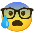 faccina sudata in ansia + faccina nerd