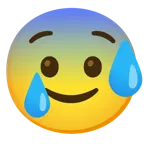 faccina sudata in ansia + faccina sorridente con lacrima