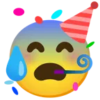faccina sudata in ansia + faccina che festeggia