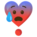 faccina sudata in ansia + punto esclamativo a cuore