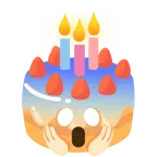 faccina terrorizzata + torta di compleanno