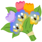 faccina terrorizzata + mazzo di fiori