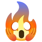 faccina terrorizzata + fuoco