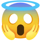 faccina terrorizzata + faccina con sorriso e aureola