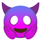 faccina terrorizzata + faccina con sorriso e corna