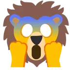 faccina terrorizzata + leone