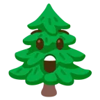 faccina stupita + albero sempreverde