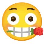 faccina imbarazzata + rosa
