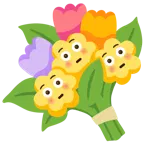 faccina imbarazzata + mazzo di fiori