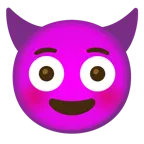faccina imbarazzata + faccina con sorriso e corna