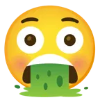 faccina imbarazzata + faccina che vomita