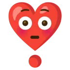 faccina imbarazzata + punto esclamativo a cuore