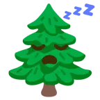 sleeping face + evergreen tree
