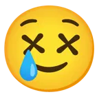 faccina frastornata + faccina sorridente con lacrima
