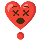 faccina frastornata + punto esclamativo a cuore