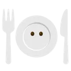 faccina senza bocca + piatto e posate