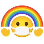 faccina con mascherina + arcobaleno