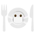 faccina con mascherina + piatto e posate