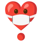 faccina con mascherina + punto esclamativo a cuore