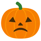 faccina leggermente imbronciata + zucca di Halloween