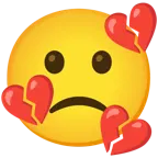 faccina leggermente imbronciata + cuore infranto
