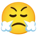 faccina leggermente imbronciata + faccina che sbuffa