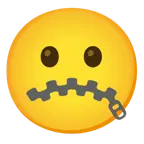 faccina leggermente imbronciata + faccina con bocca con cerniera