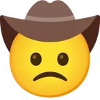 faccina leggermente imbronciata + faccina con cappello da cowboy