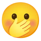 faccina leggermente imbronciata + faccina con mano sulla bocca