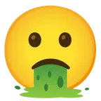 faccina leggermente imbronciata + faccina che vomita