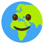 slightly smiling face + globe showing Europe-Africa