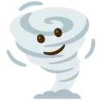 slightly smiling face + tornado