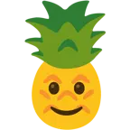 slightly smiling face + pineapple