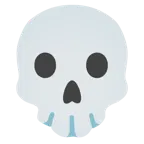 slightly smiling face + skull