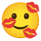 slightly smiling face + kiss mark
