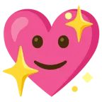 slightly smiling face + sparkling heart