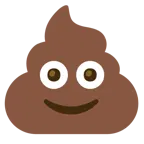 slightly smiling face + pile of poo