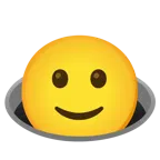 slightly smiling face + hole