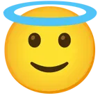 slightly smiling face + smiling face with halo