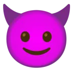 slightly smiling face + smiling face with horns