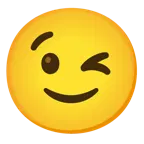 slightly smiling face + winking face