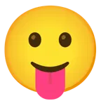 slightly smiling face + squinting face with tongue