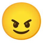 slightly smiling face + angry face