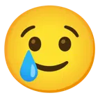 slightly smiling face + crying face